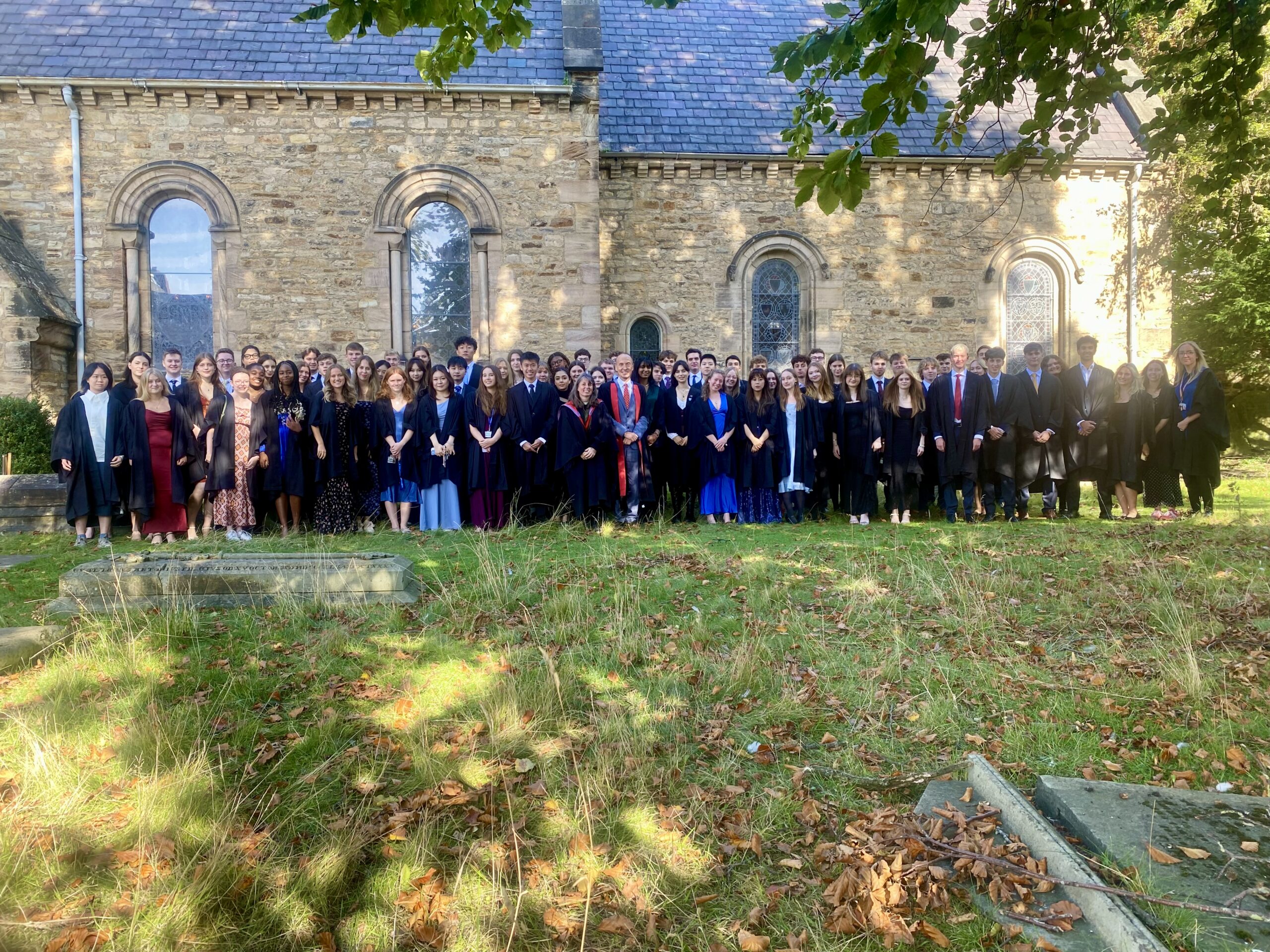 Students gather outside of the Church of St Mary the Less to celebrate matriculation into St. John's College