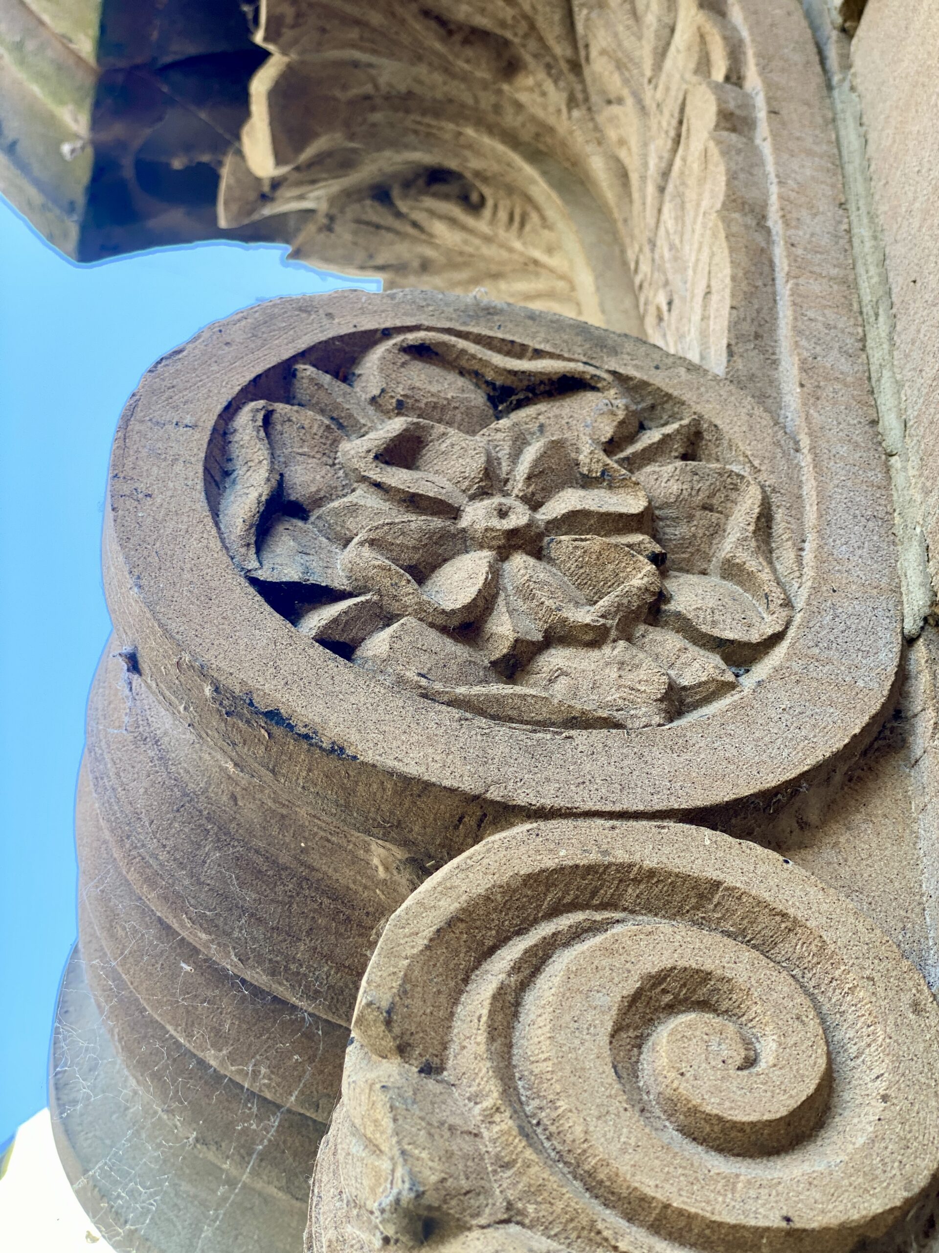 Stone corbel with a rose