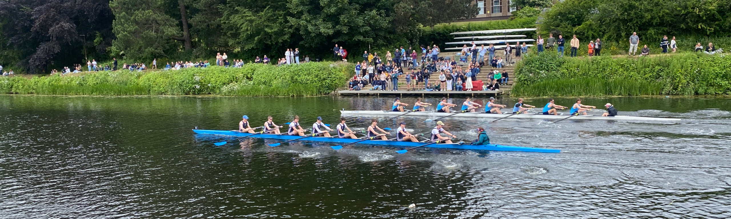 St John's College Boat Club rowing on the River Wear at Durham Regatta